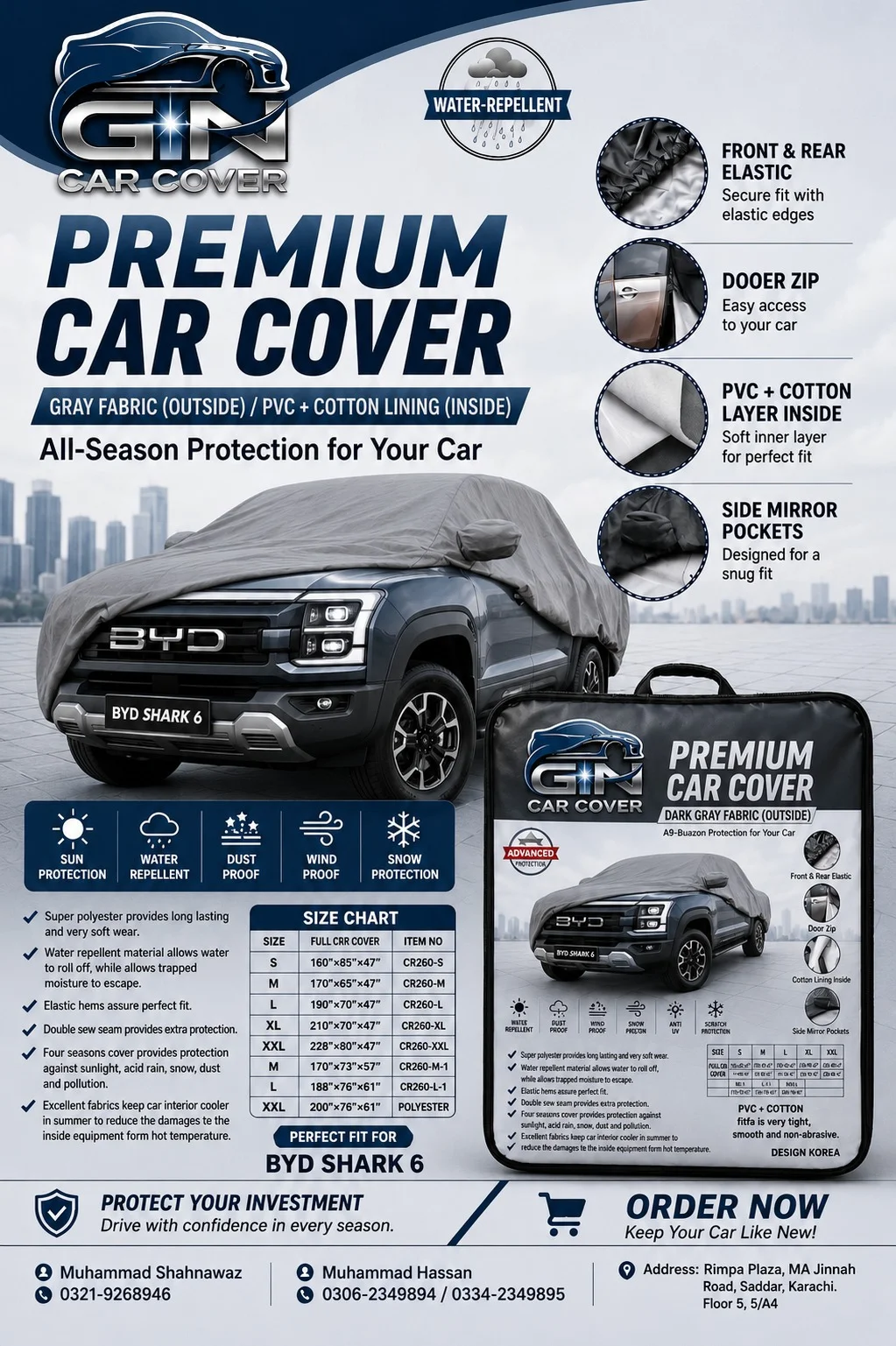 BYD SHARK 6 premium car cover — GN Car Cover Karachi