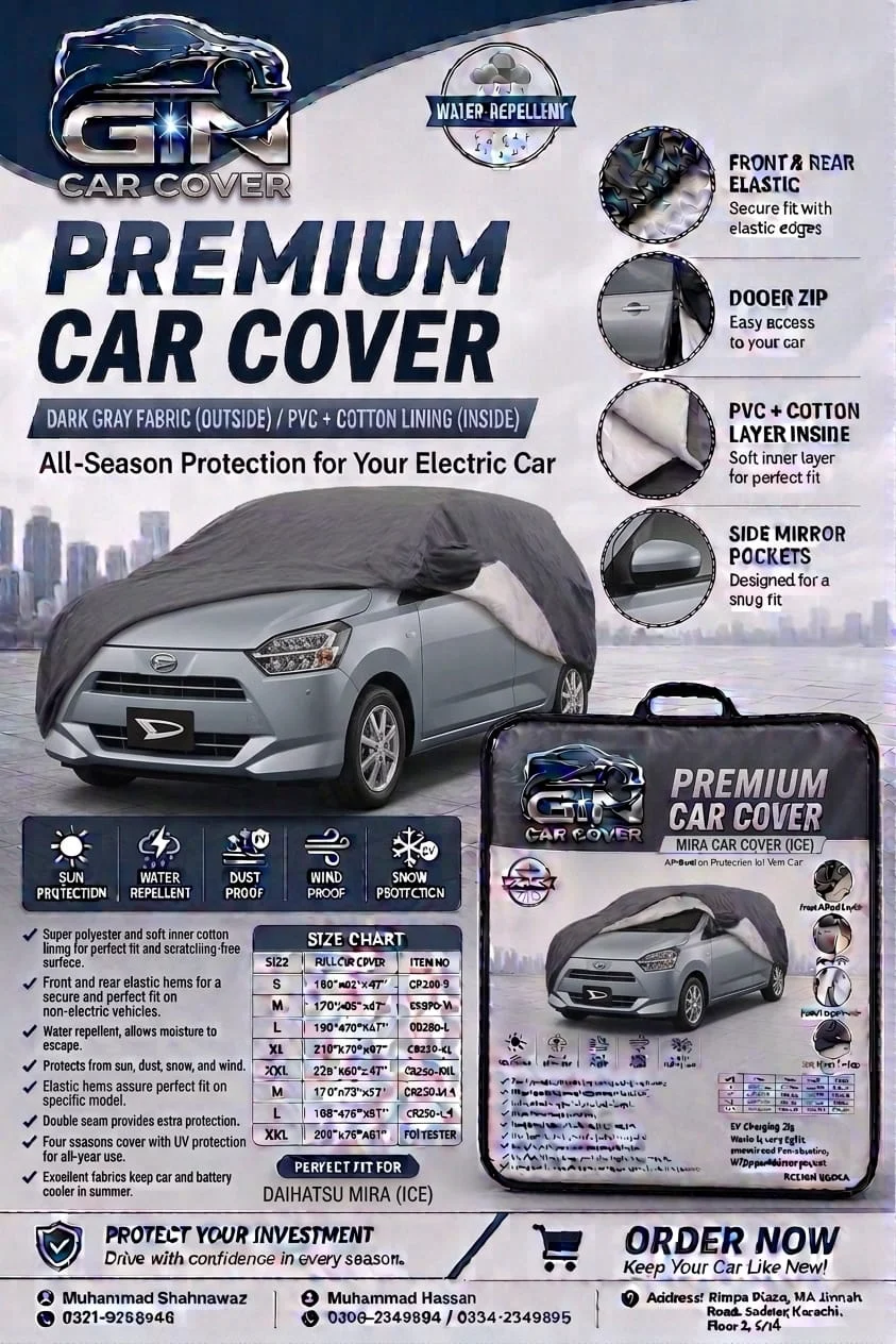Daihatsu Mira premium car cover — GN Car Cover Karachi