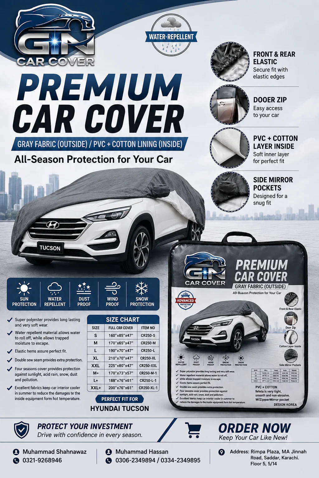 Hyundai Tucson premium car cover — GN Car Cover Karachi