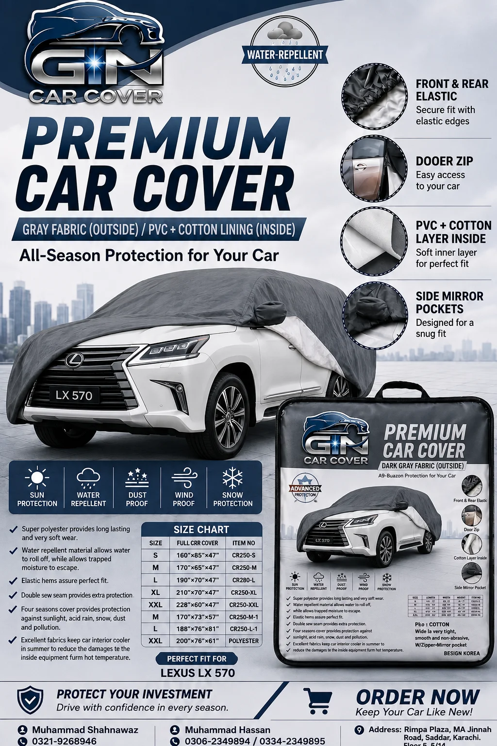 Lexus 570 premium car cover — GN Car Cover Karachi